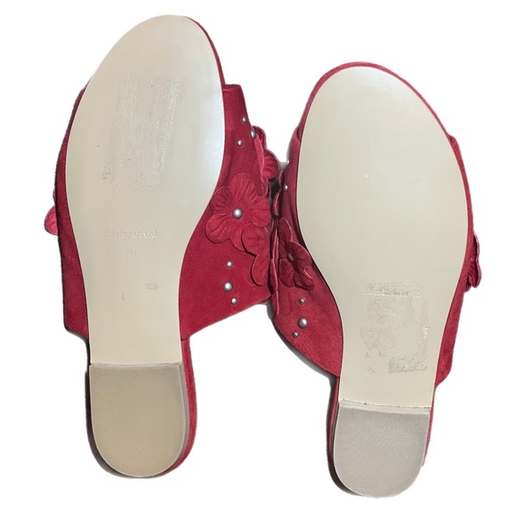 Charles David Red Suede Sicilian Women’s Slides Flats Size 7M - Picture 8 of 13